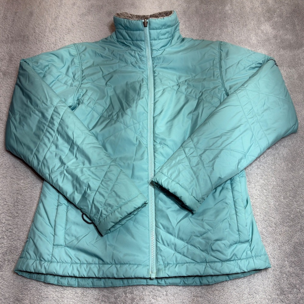 Columbia Puffer Jacket Women's Small Turquoise Blue Quilted Full Zip Interchange